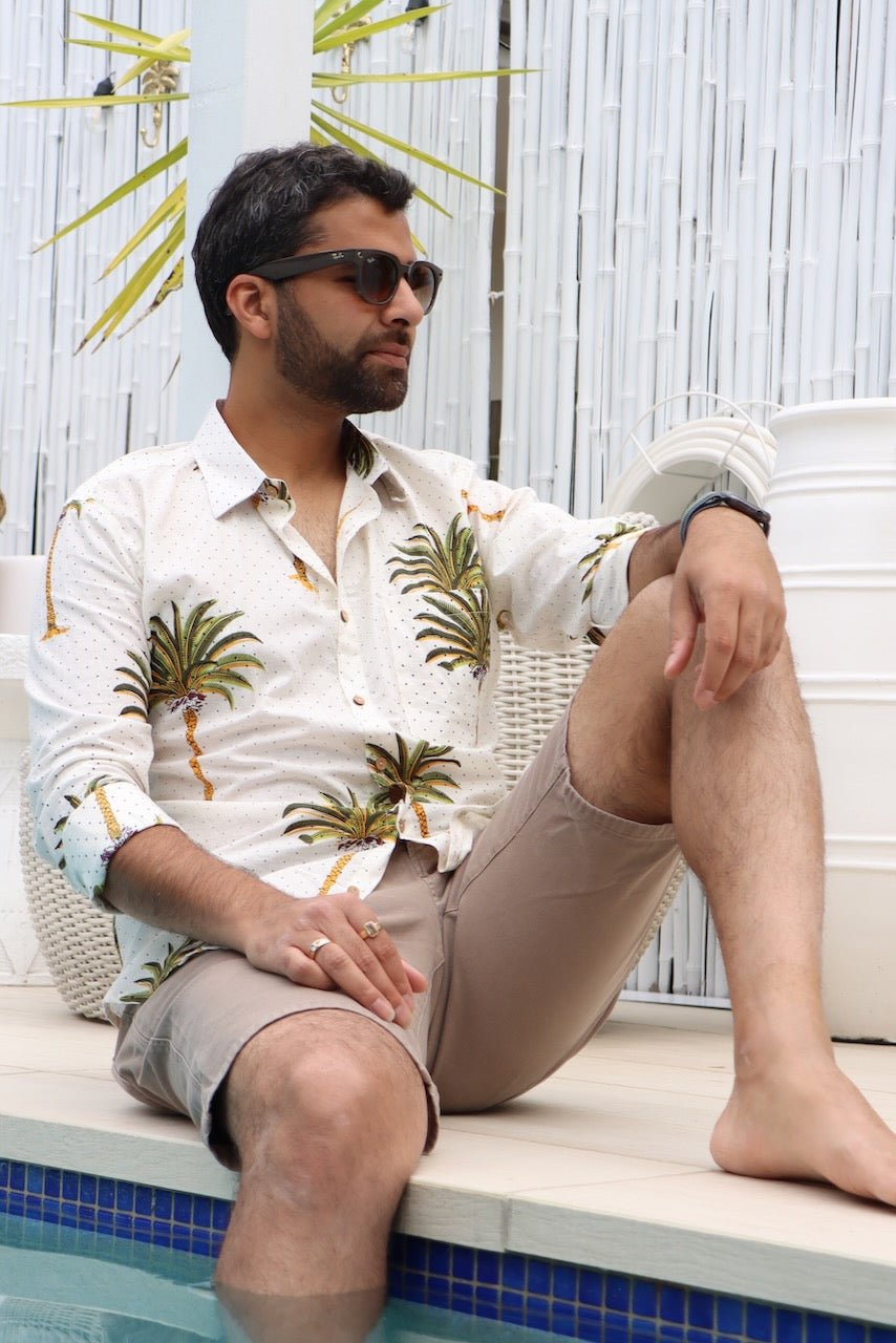 Gender Neutral Cotton Shirt - Palm Print - Hi Handmade