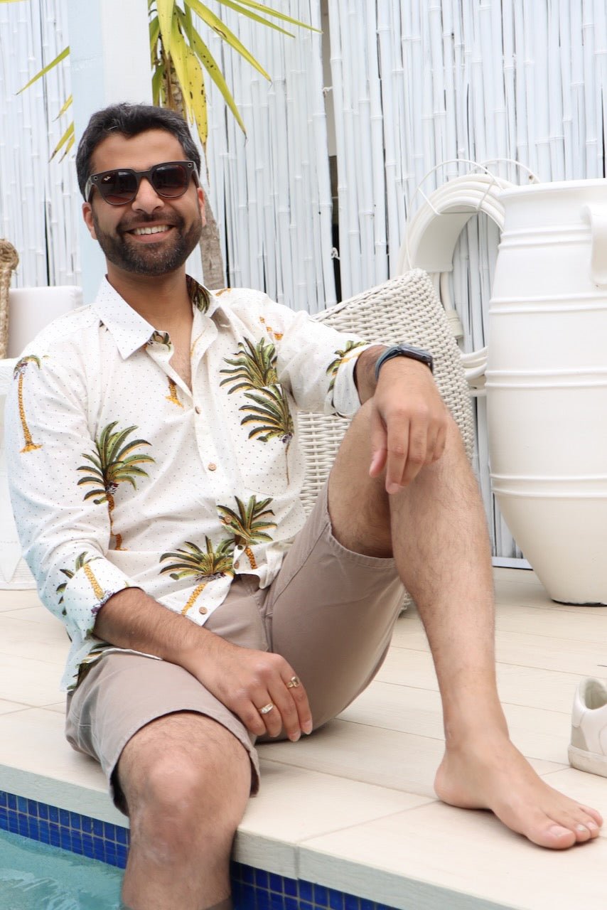 Gender Neutral Cotton Shirt - Palm Print - Hi Handmade