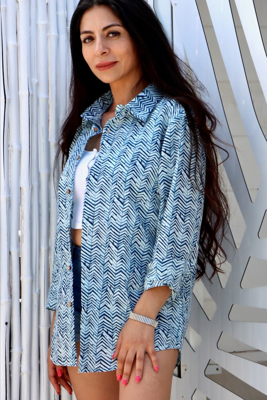 Gender Neutral Print Shirt - Cronulla Waves - Hi Handmade