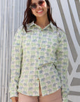 Gender Neutral Print Shirt - Gajraj Green - Hi Handmade