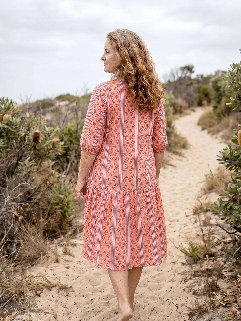 Sara Cotton Shirt Dress - Peach