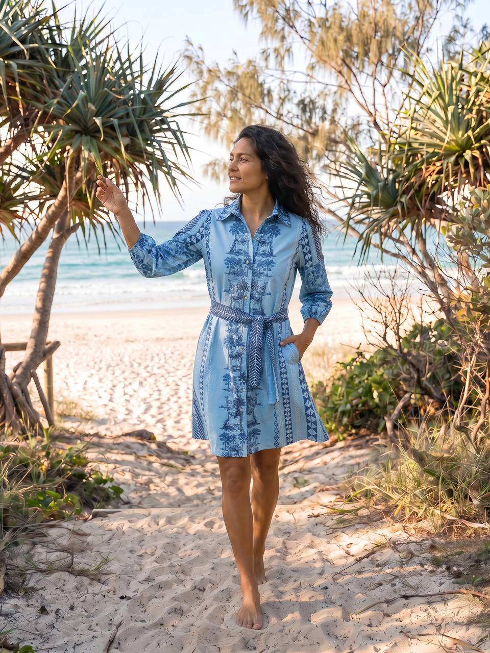Sia Shirt Dress - Oyster Bay