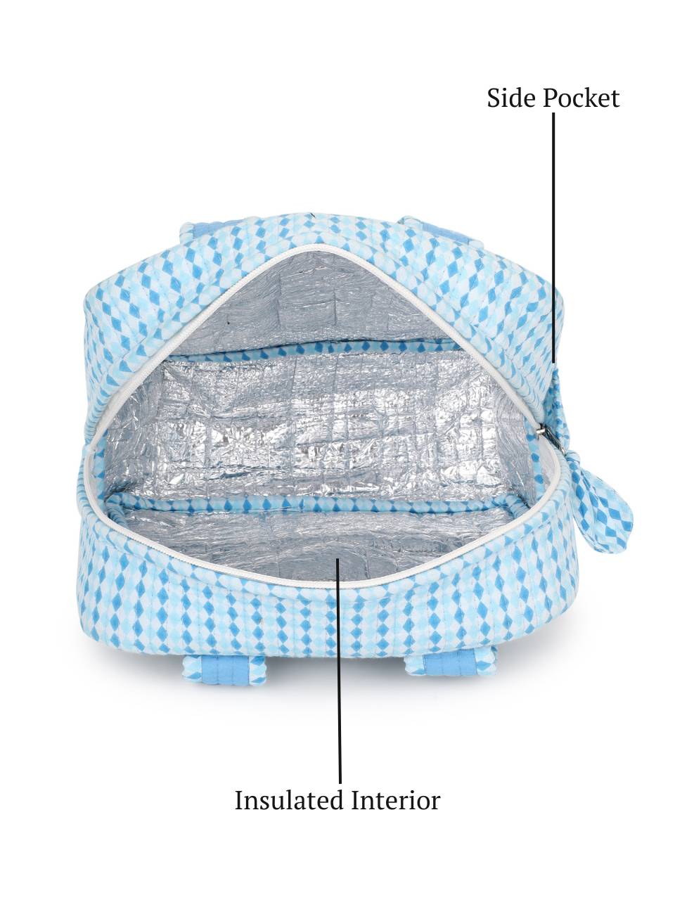 Insulated Lunch Bag - Argyle Ocean - Hi Handmade