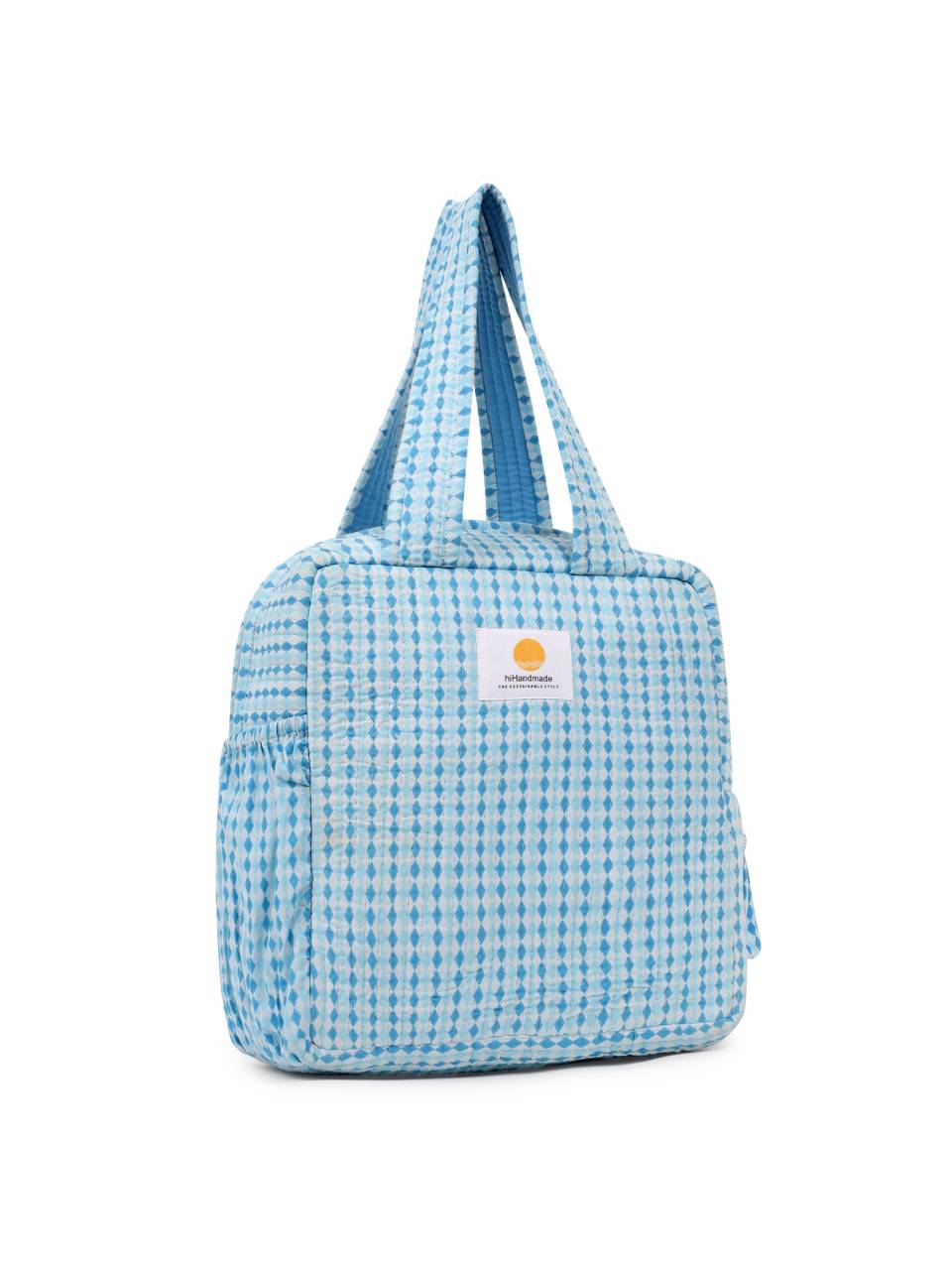 Insulated Lunch Bag - Argyle Ocean - Hi Handmade