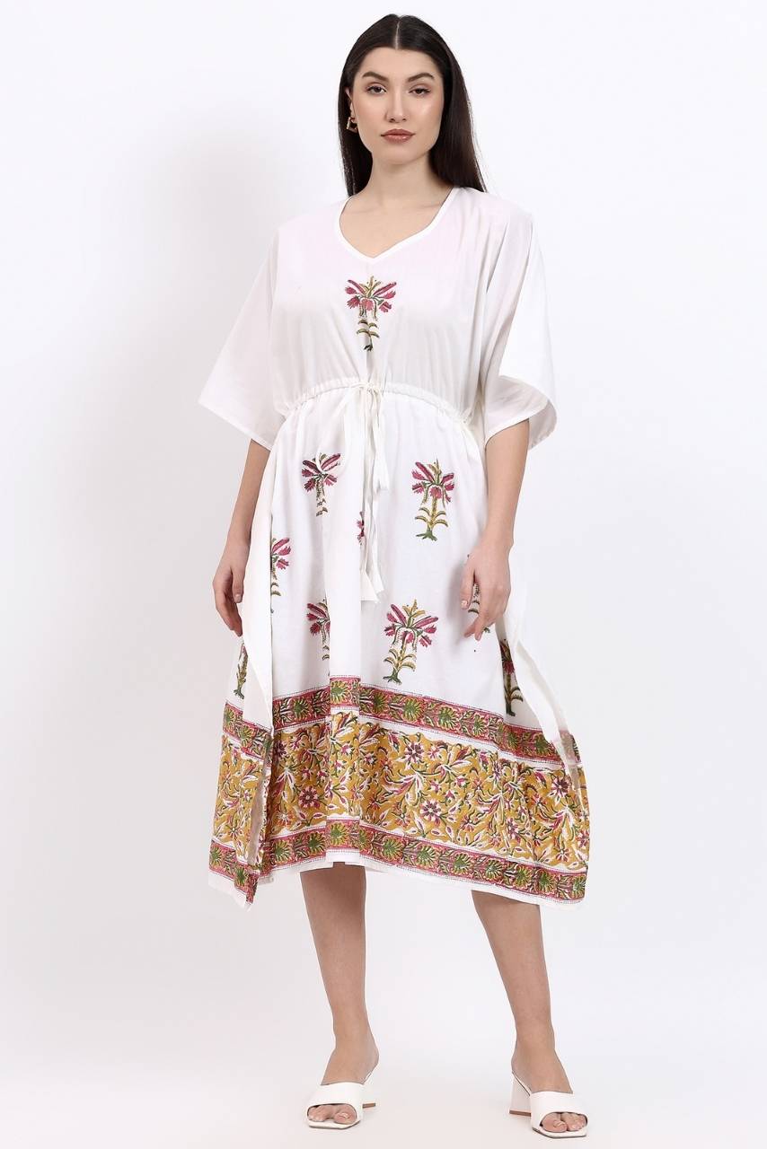 Kaftan Cotton Cover Up - Palm - Hi Handmade