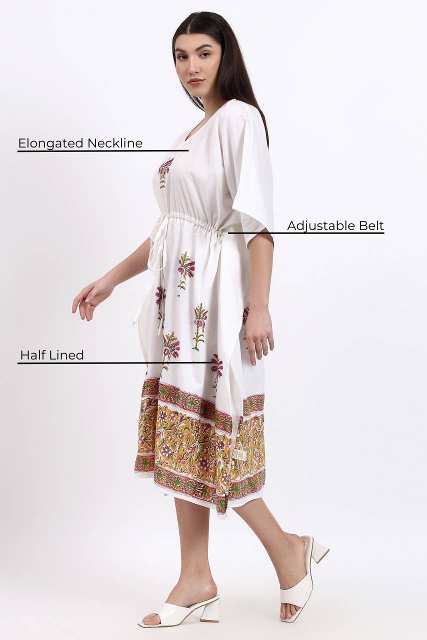 Kaftan Cotton Cover Up - Palm - Hi Handmade