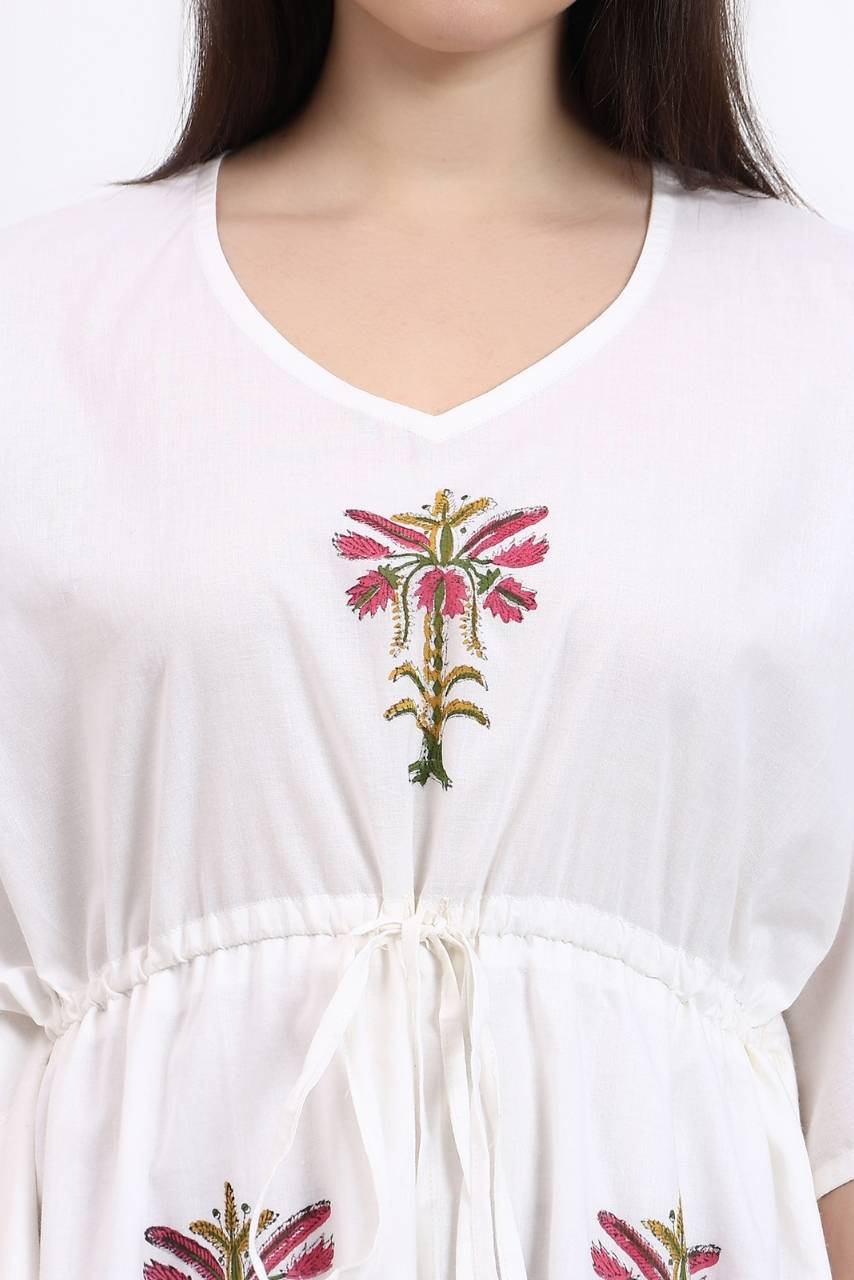 Kaftan Cotton Cover Up - Palm - Hi Handmade