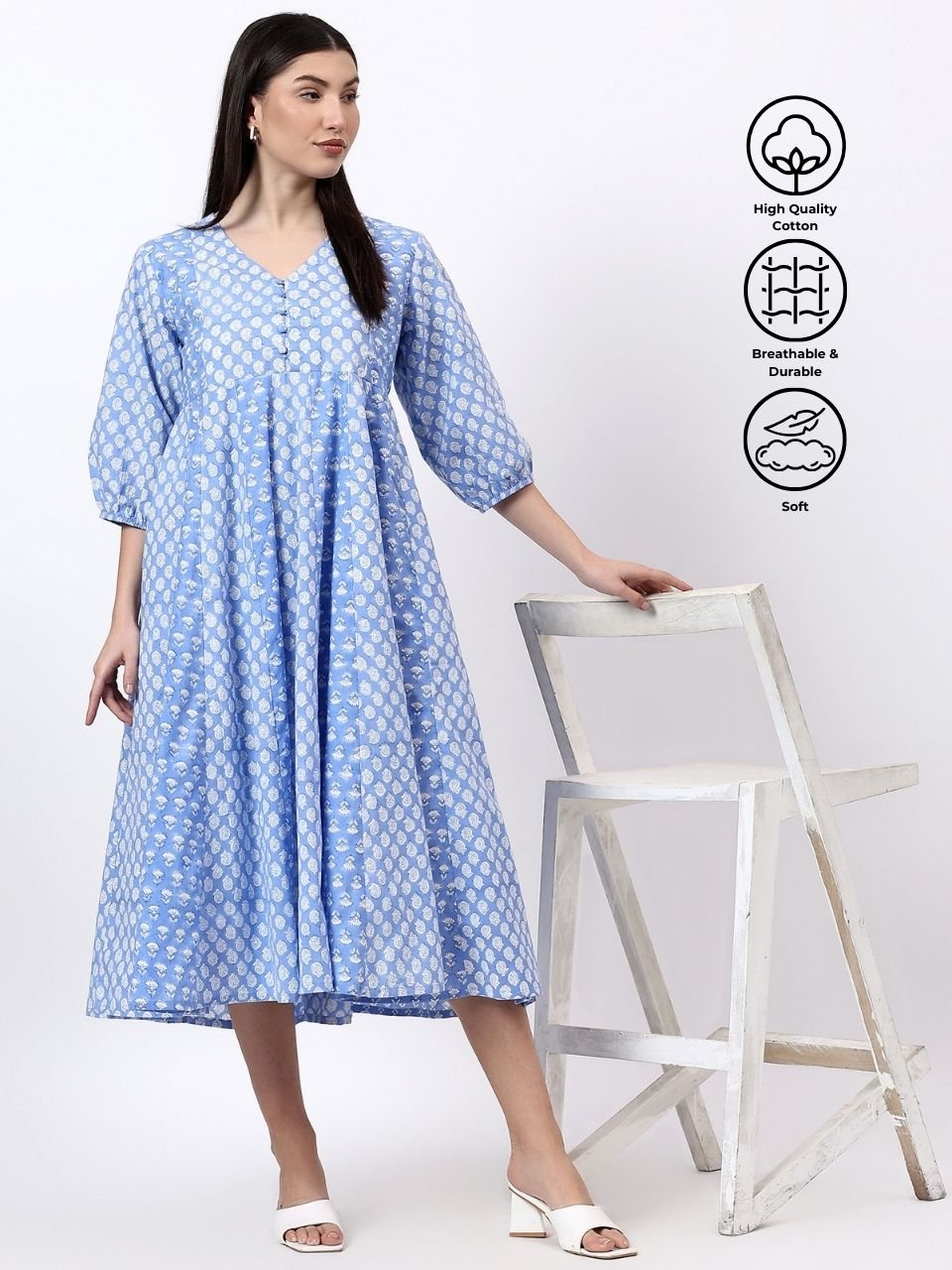 Kali Maxi Dress - Blue - Hi Handmade