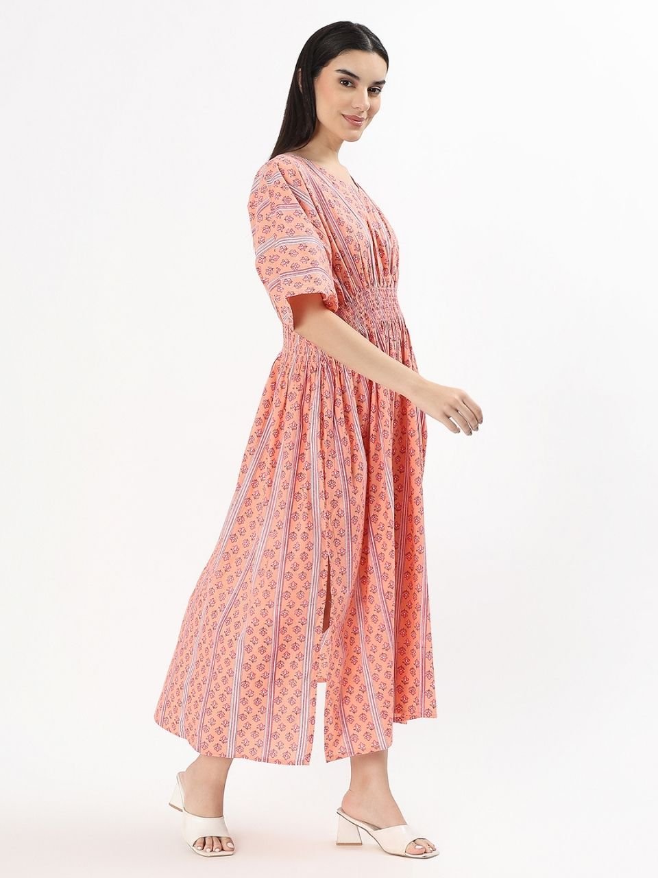 Lia Lounge Dress - Petal Peach - Hi Handmade