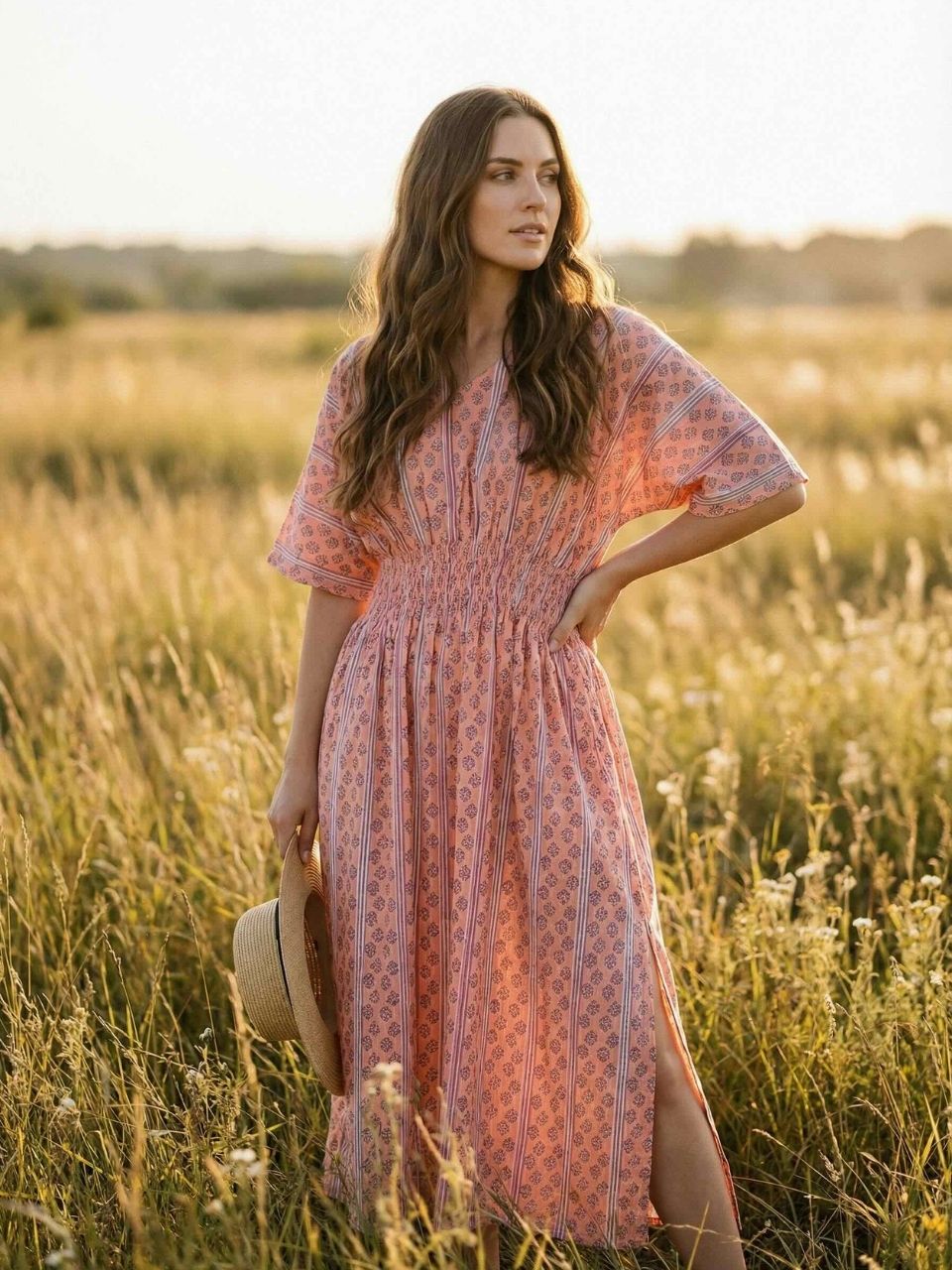 Lia Lounge Dress - Petal Peach - Hi Handmade