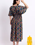 Lounge Dress, Cotton Kaftan - Blue - Hi Handmade