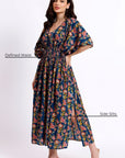 Lounge Dress, Cotton Kaftan - Blue - Hi Handmade