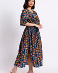 Lounge Dress, Cotton Kaftan - Blue - Hi Handmade