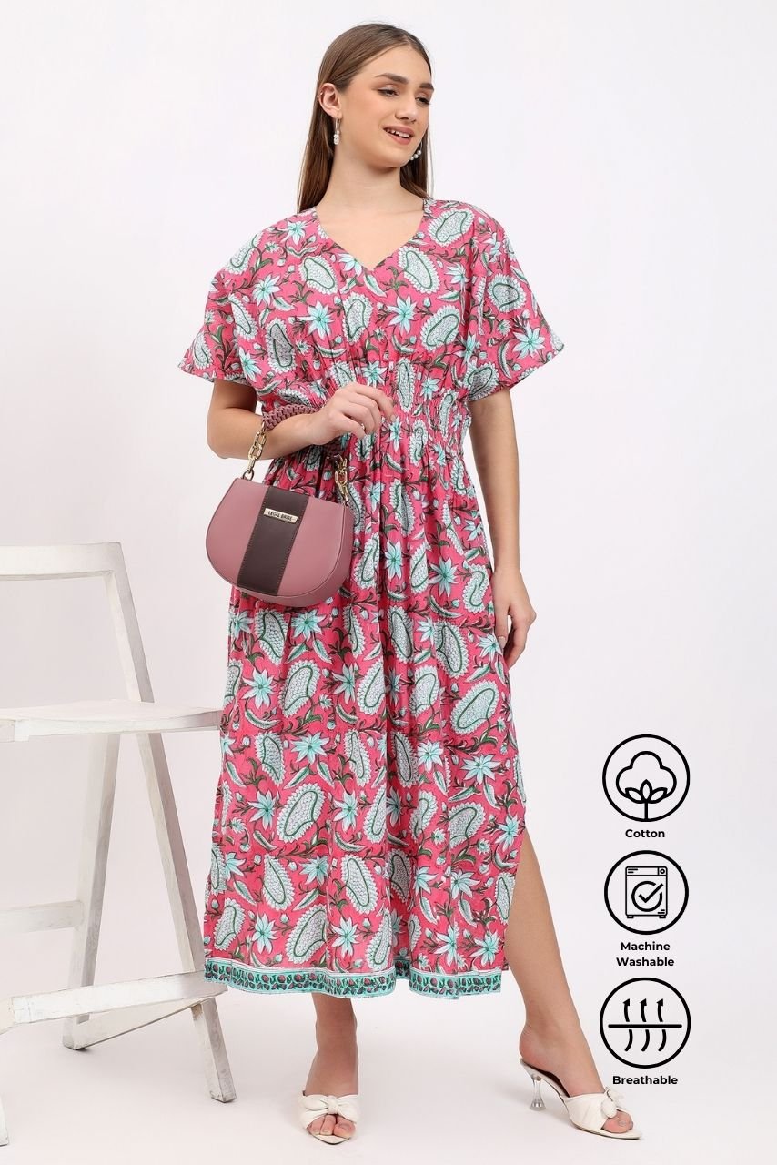 Lounge Dress - Jaipur Pink - Hi Handmade