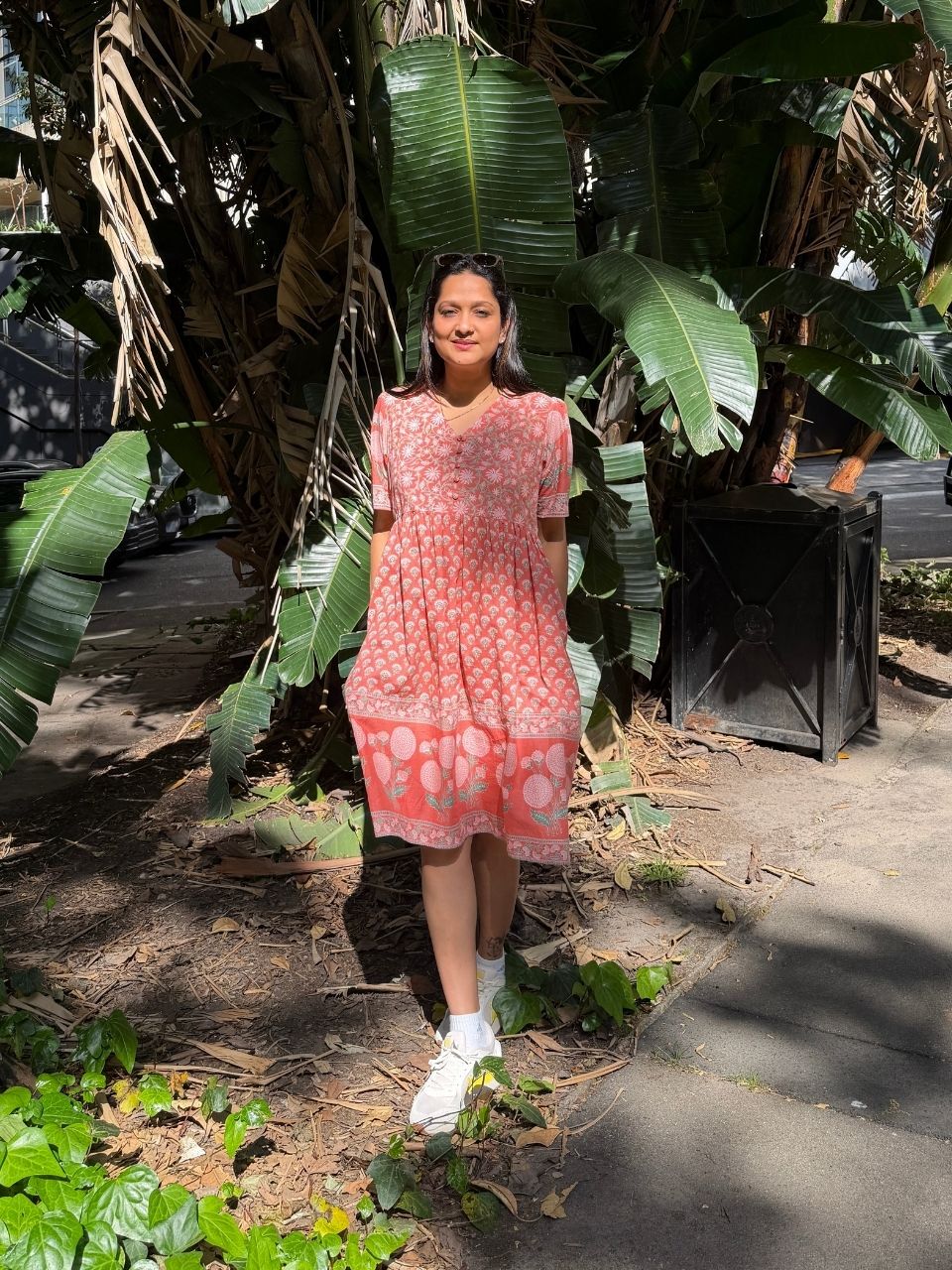 Meera Cotton Dress - Pink - Hi Handmade