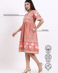Meera Cotton Dress - Pink - Hi Handmade