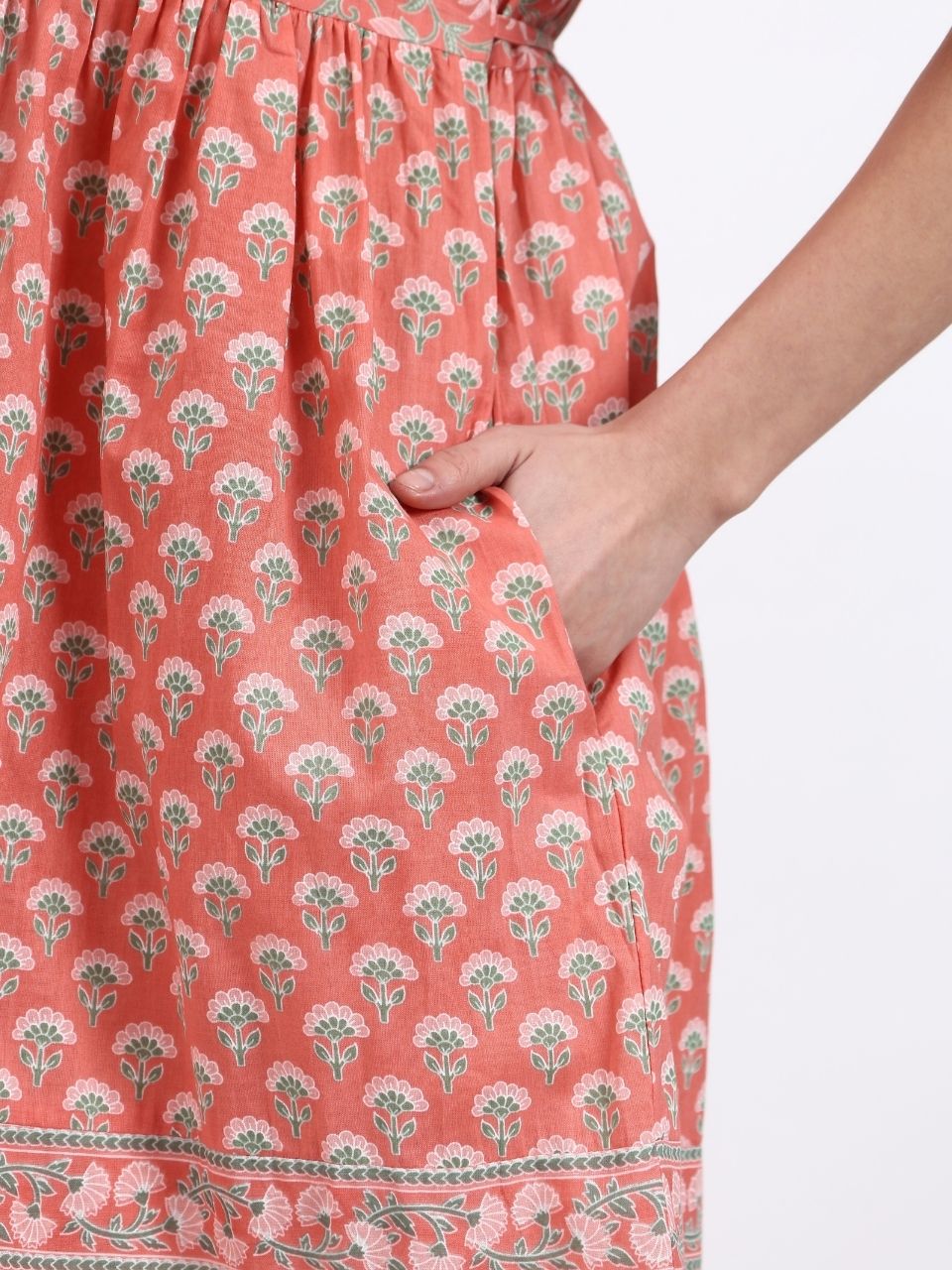 Meera Cotton Dress - Pink - Hi Handmade