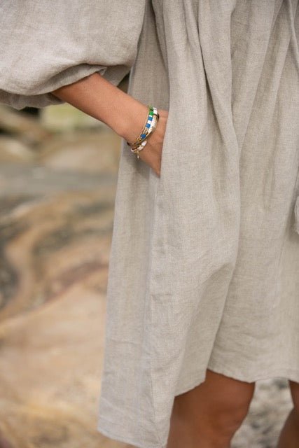 Noor Natural Linen Midi Dress - Hi Handmade