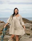 Noor Natural Linen Midi Dress - Hi Handmade