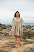 Noor Natural Linen Midi Dress