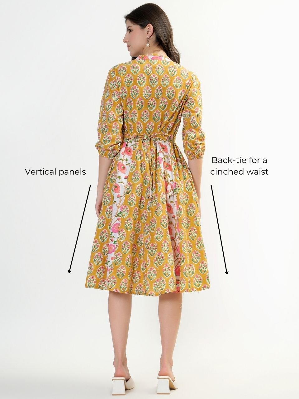 Panel Midi Dress - Mustard - Hi Handmade