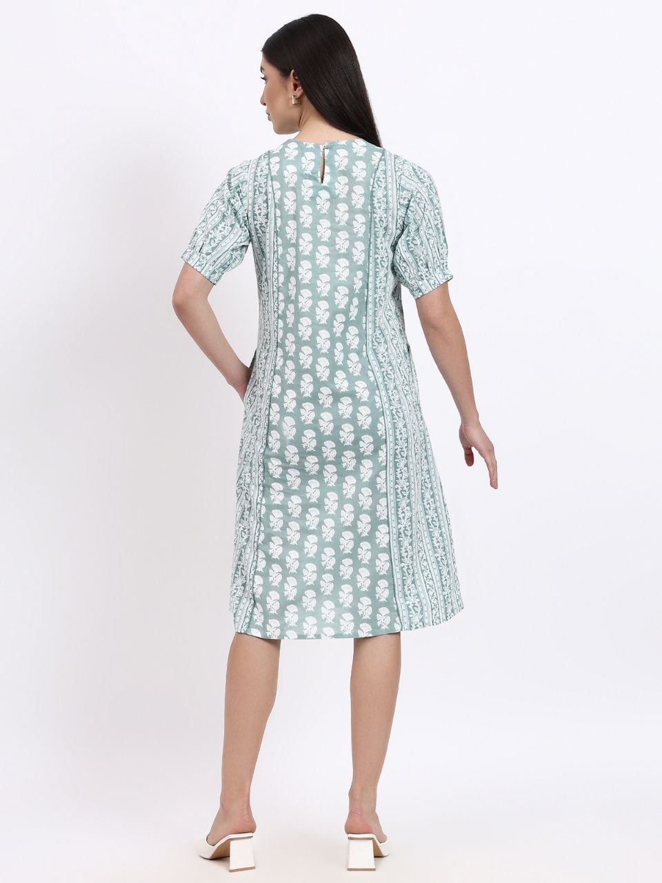 Panel Shift Dress - Green - Hi Handmade
