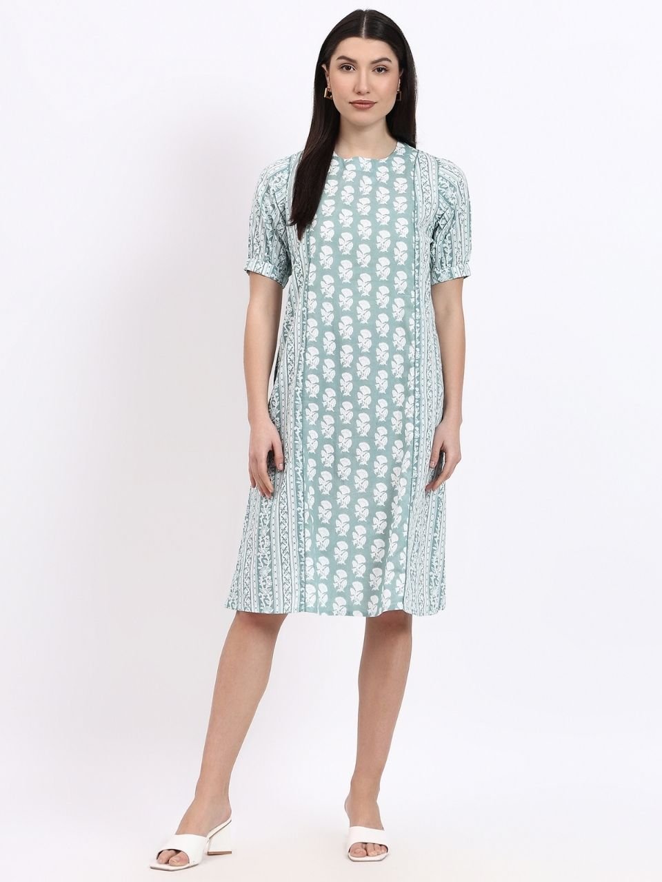 Panel Shift Dress - Green - Hi Handmade