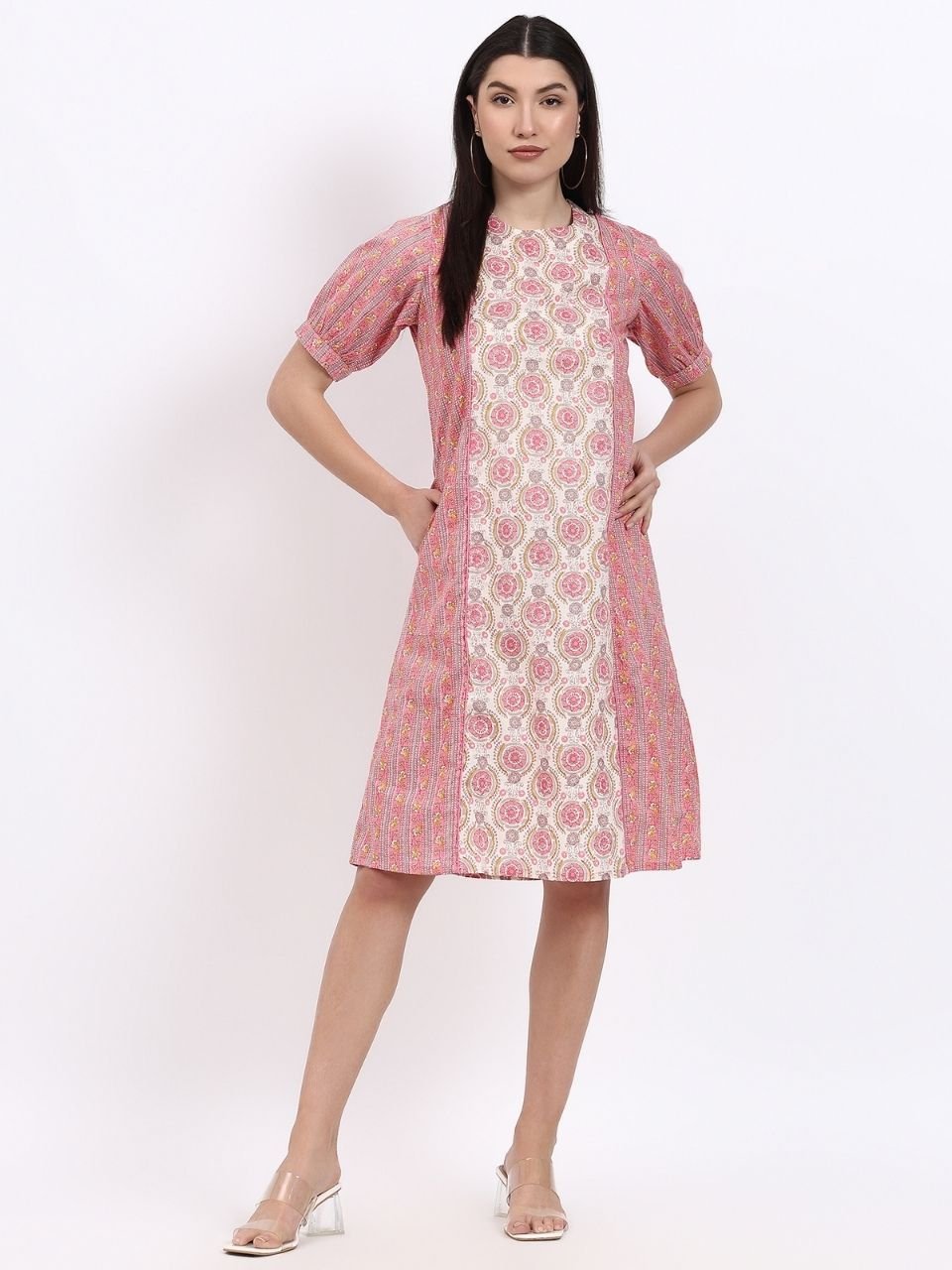Panel Shift Dress - Pink - Hi Handmade