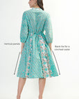 Panelled Cotton Dress - Aqua - Hi Handmade