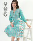 Panelled Cotton Dress - Aqua - Hi Handmade