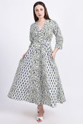 Panelled Cotton Maxi Dress - Green