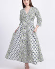Panelled Cotton Maxi Dress - Green - Hi Handmade