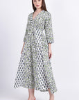 Panelled Cotton Maxi Dress - Green - Hi Handmade
