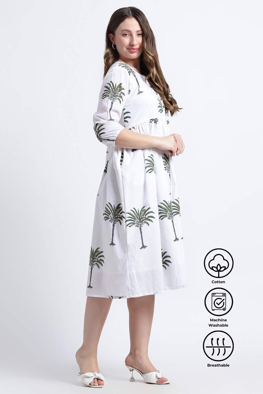 Paro Cotton Midi Dress - Hi Handmade