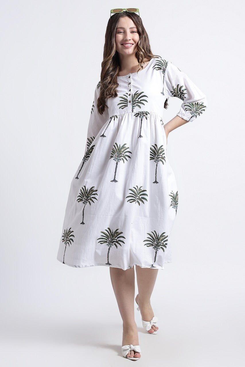 Paro Cotton Midi Dress - Hi Handmade