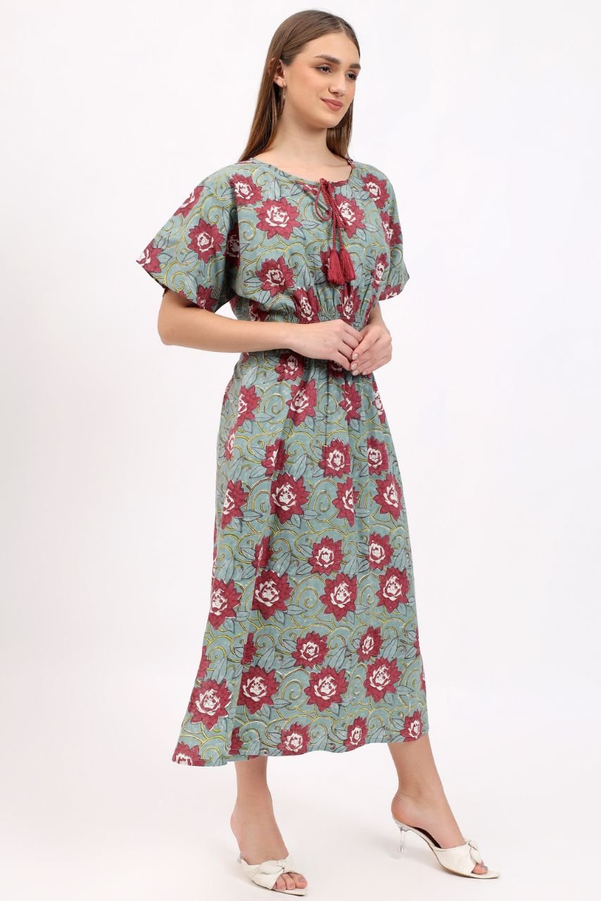 Pia Lounge Dress - Lotus Green - Hi Handmade