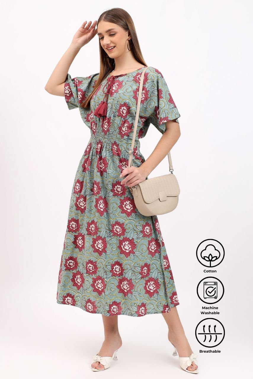 Pia Lounge Dress - Lotus Green - Hi Handmade