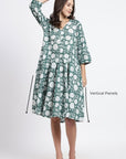 Priya Cotton Midi Dress - Green - Hi Handmade