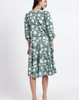 Priya Cotton Midi Dress - Green - Hi Handmade