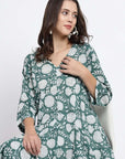 Priya Cotton Midi Dress - Green - Hi Handmade