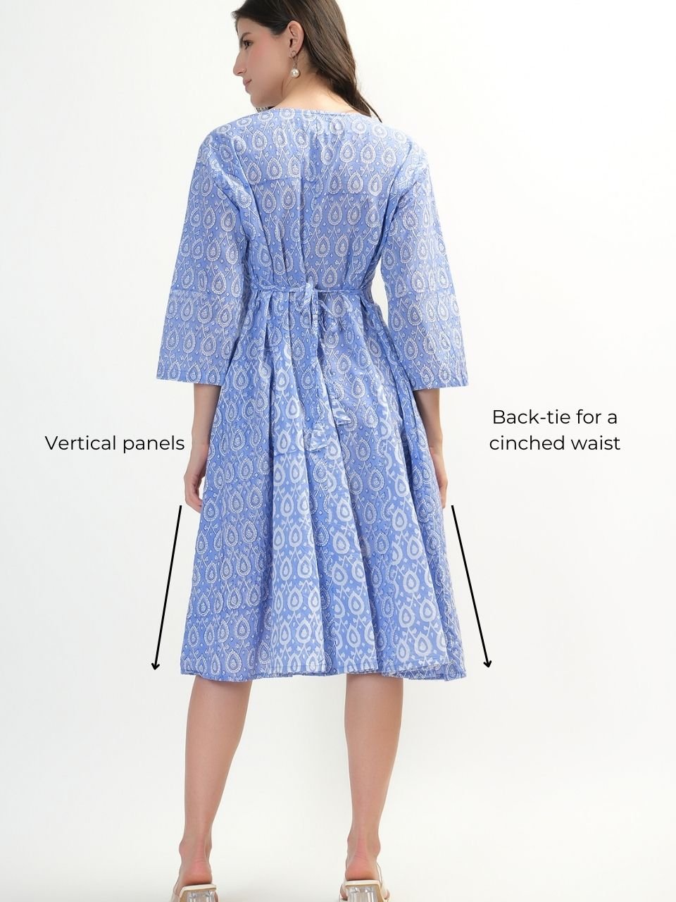 Priya Panel Midi Dress - Blue - Hi Handmade