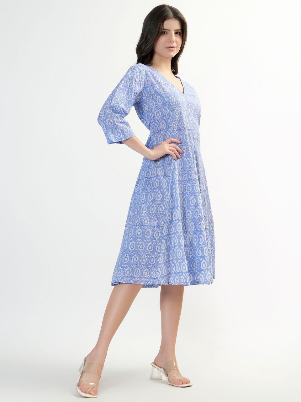 Priya Panel Midi Dress - Blue - Hi Handmade