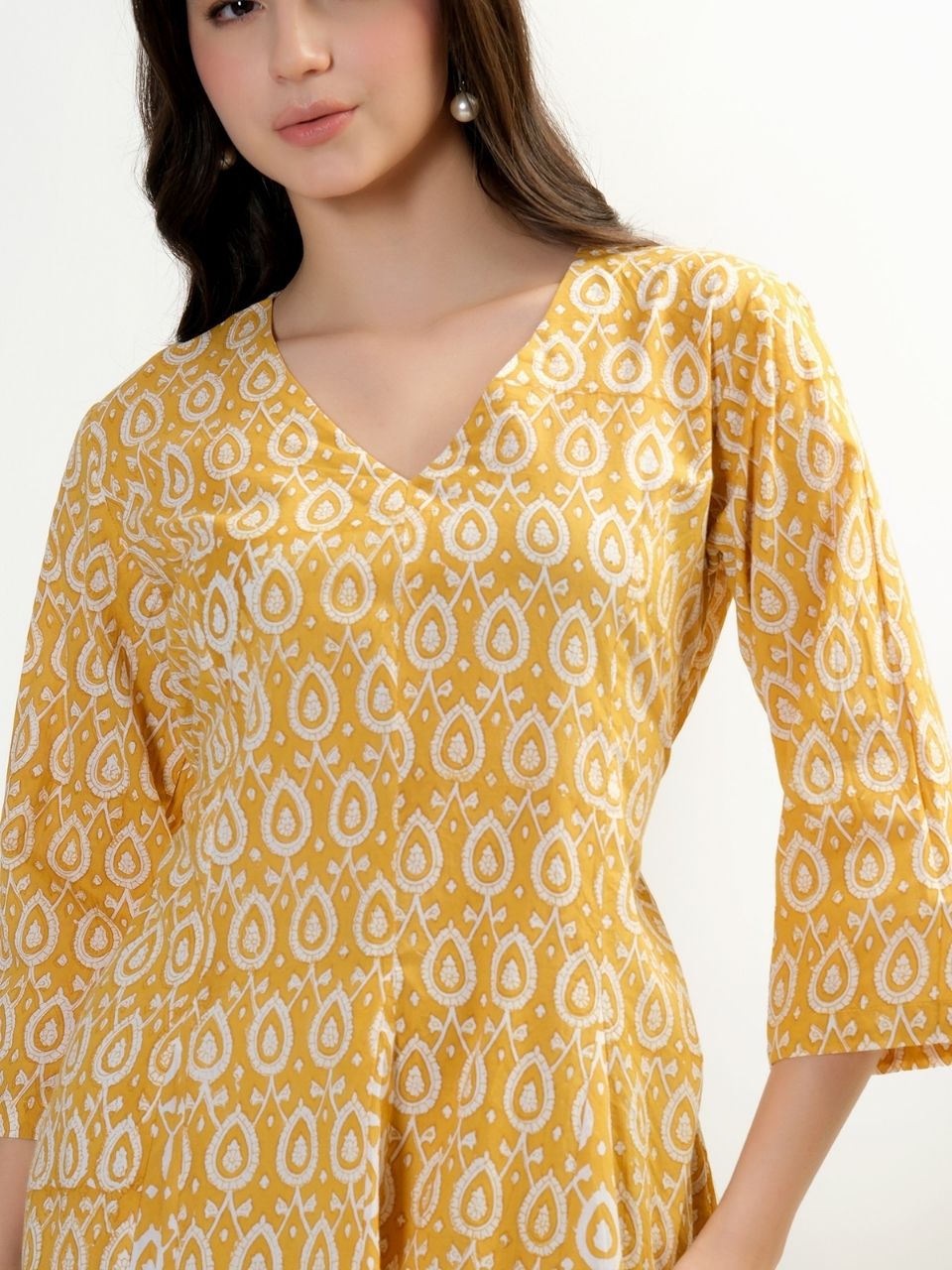 Priya Panel Midi Dress - Mustard - Hi Handmade