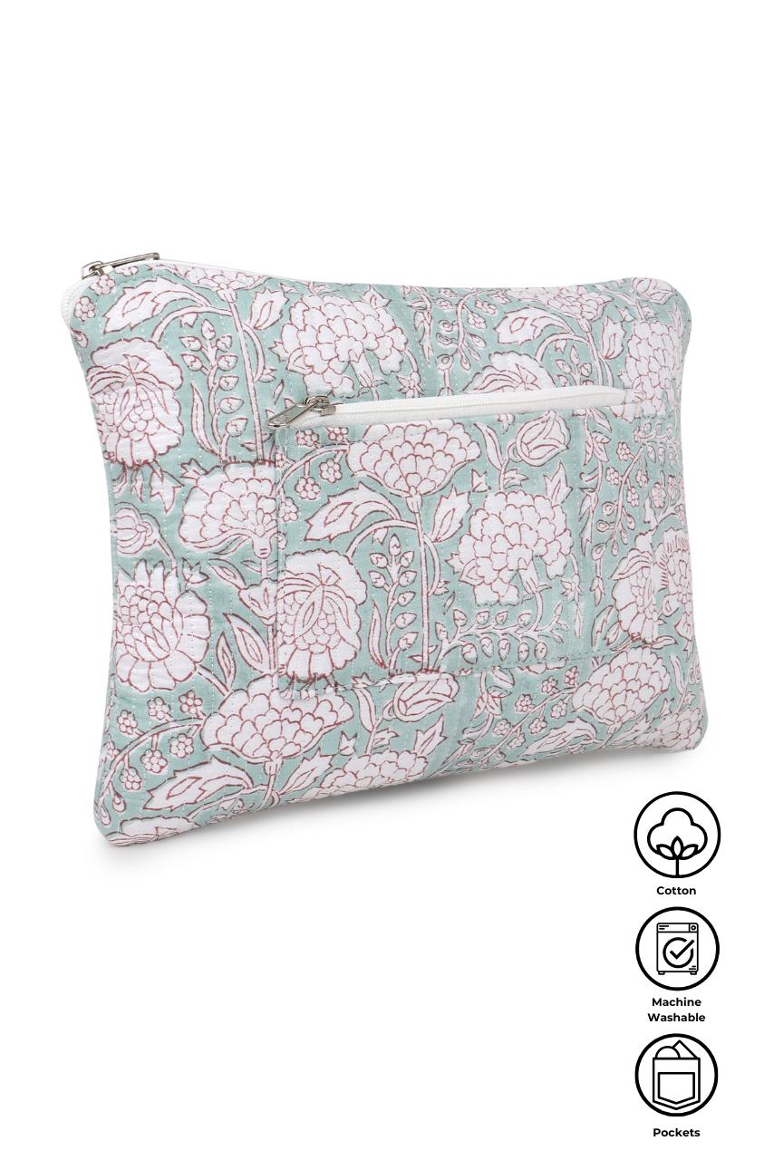 Quilted Laptop Sleeve - Aqua Blue - Hi Handmade