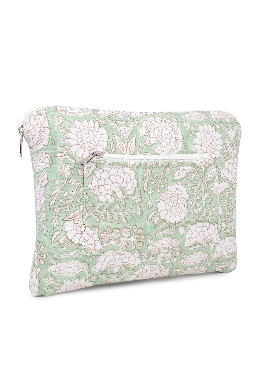 Quilted Laptop Sleeve - Sage Green - Hi Handmade