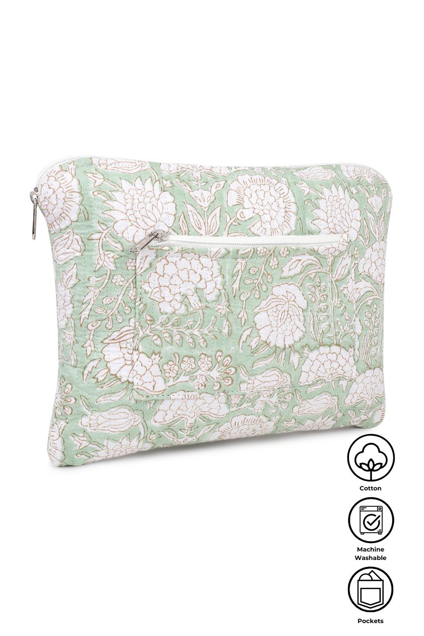 Quilted Laptop Sleeve - Sage Green - Hi Handmade