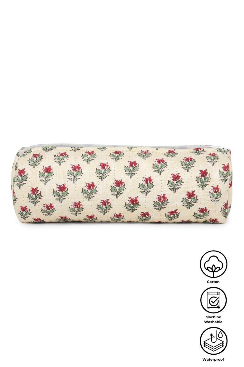 Quilted Makeup Case - Floral White - Hi Handmade