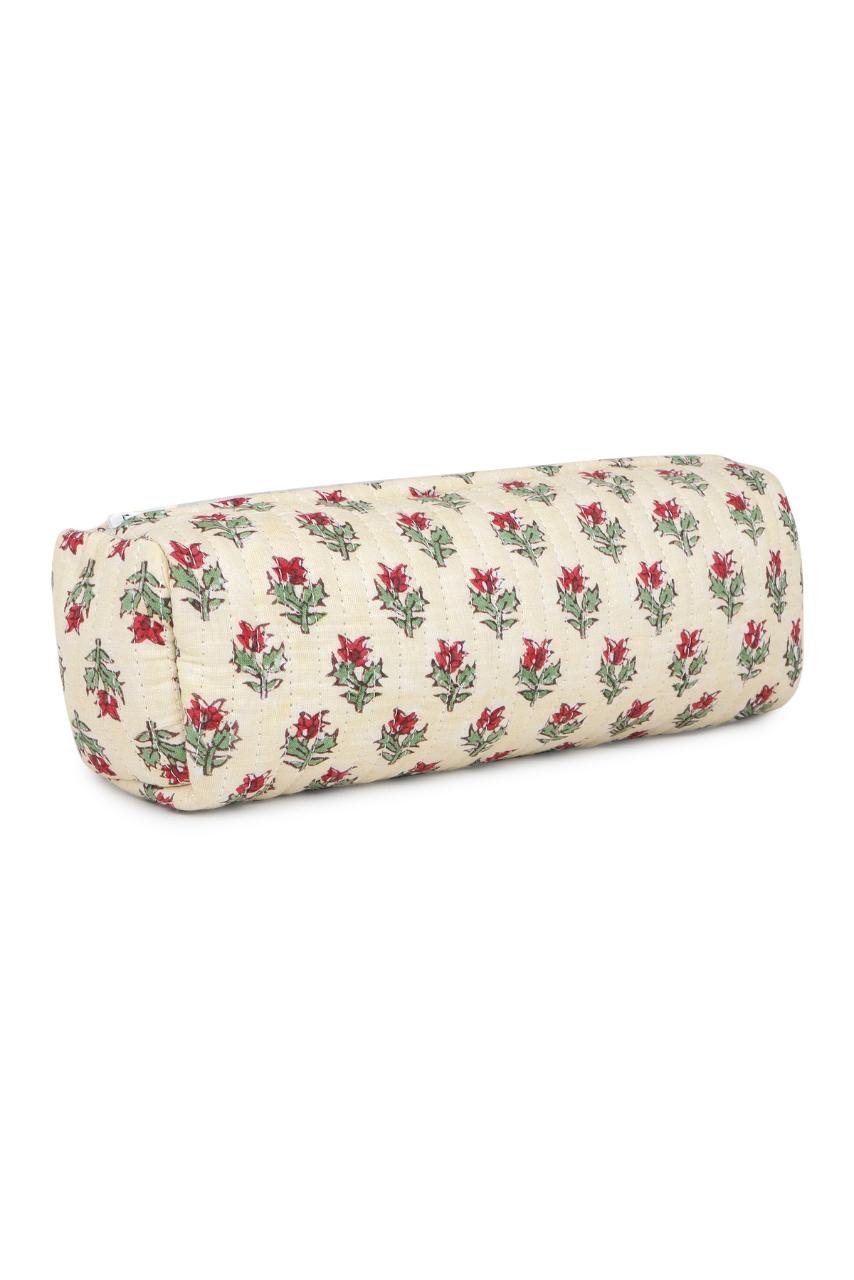 Quilted Makeup Case - Floral White - Hi Handmade