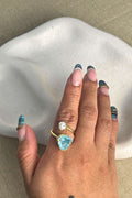 Raw Blue Topaz Pearl - Ring