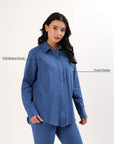 Relaxed Cotton Shirt - Ocean - Hi Handmade